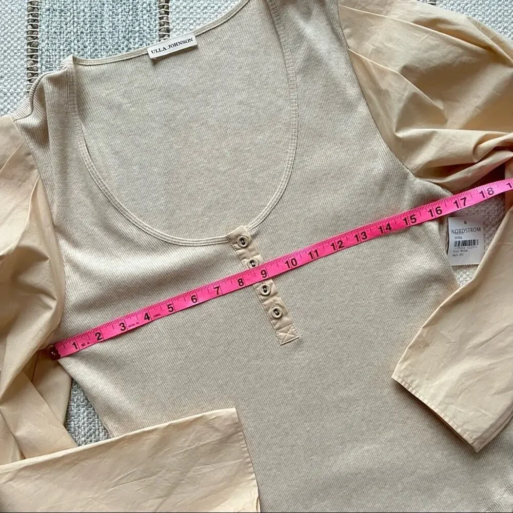 Ulla Johnson Joanne Oatmeal Long Puff Sleeve Pullover Top Women’s Medium - Picture 8 of 13